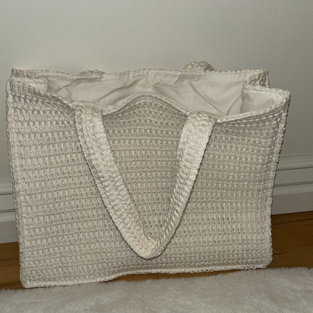 H&M woven tote bag in cream